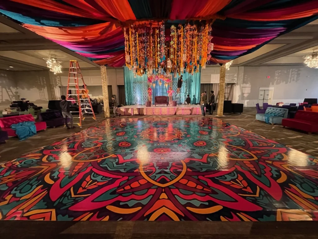 Geometric modern corporate dance floor vinyl